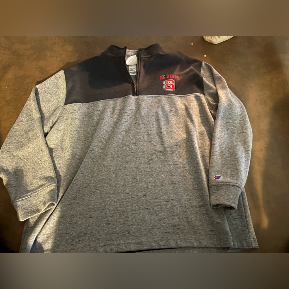 Champion Gray and Black Zip Pullover with Red Zip Pull